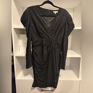 Main Strip Shimmering Black Long Sleeve Dress